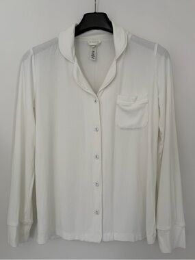 Skims soft lounge ribbed long sleeve sleep shirt / Pajama Top XS - Marble White